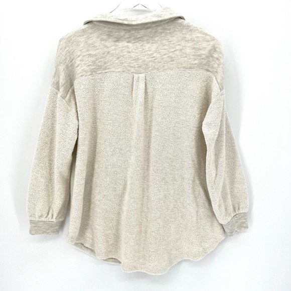 Soft Surroundings Terry Knit Button Front Shirt Jacket Shacket Grey Size Large - Picture 5 of 9